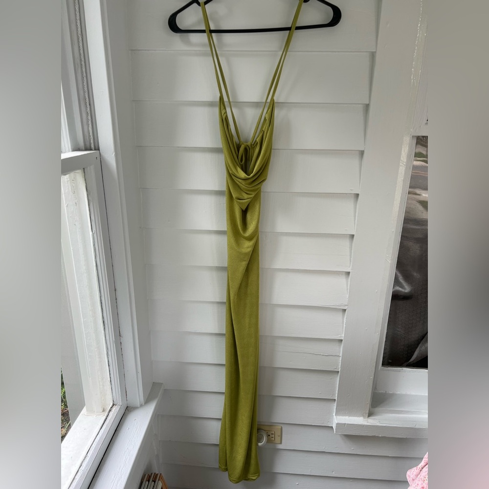 Lime Green Cowl Neck Dress